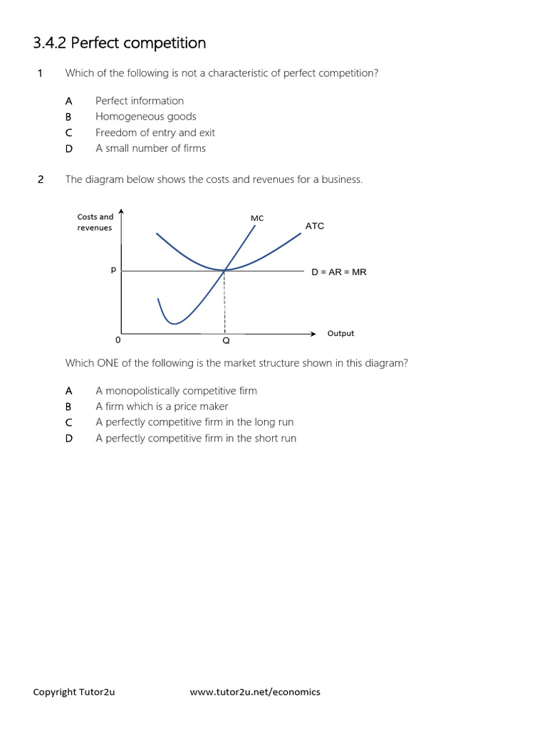 Perfect Competition Overview and Diagrams | PDF | Perfect Competition ...