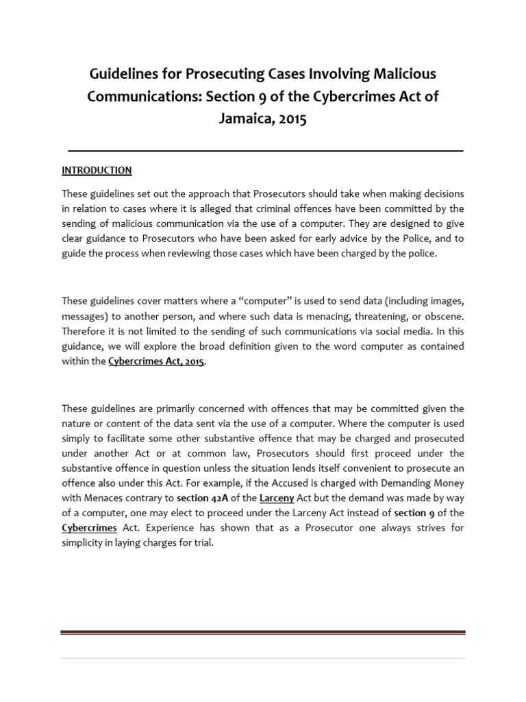Guidelines for Malicious Communications Act | PDF | Prosecutor | Obscenity