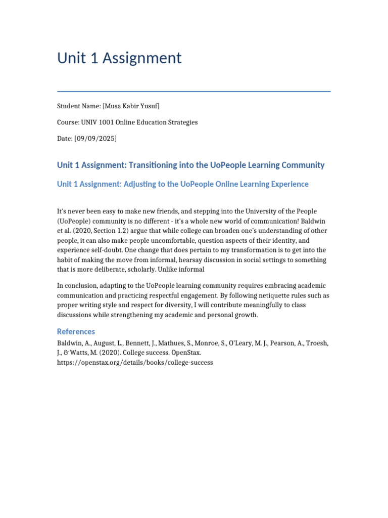 Unit 1 Assignment09092025 | PDF