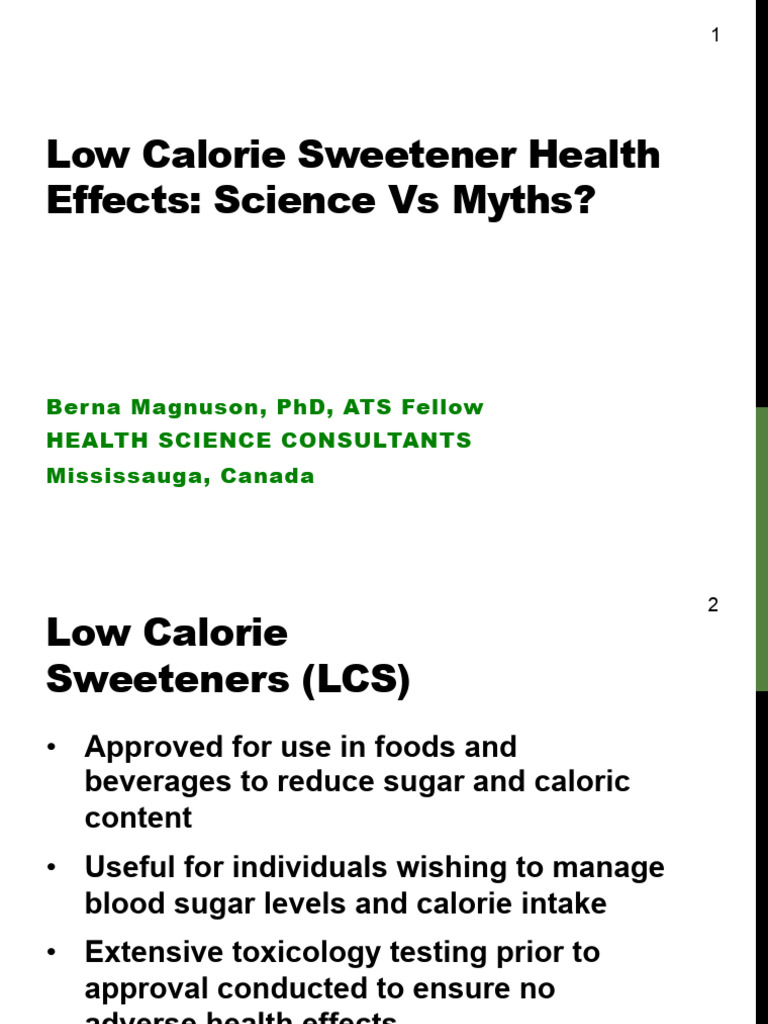 Health Effects of Low Calorie Sweeteners Science Vs Myths by Dr ...