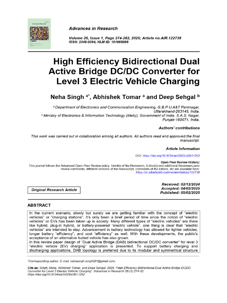 View of High Efficiency Bidirectional Dual Active Bridge DC - DC ...