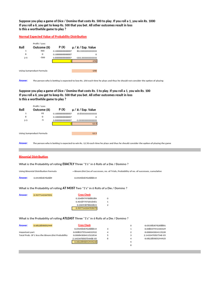 1A. Binomial - Distribution To Be Solved | PDF | Probability ...