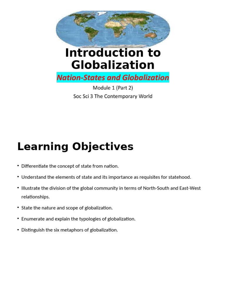 Module 1 Intro To Globalization | PDF | Globalization | Cultural ...
