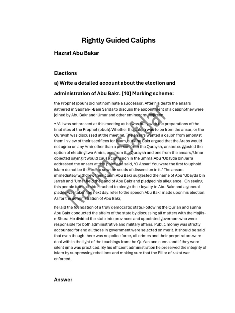 Notes For Rightly Guided Caliphs | PDF | Muhammad | Umar