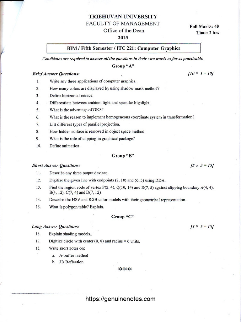 Computer Graphics 2015 | PDF
