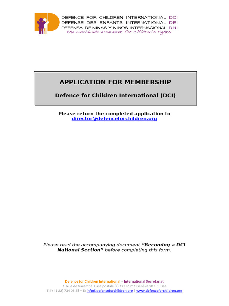 DCI Membership Application Form | PDF | Justice | Crime & Violence