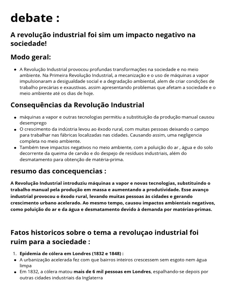 Impactos Negativos da Revolução Industrial | PDF | Revolução Industrial ...