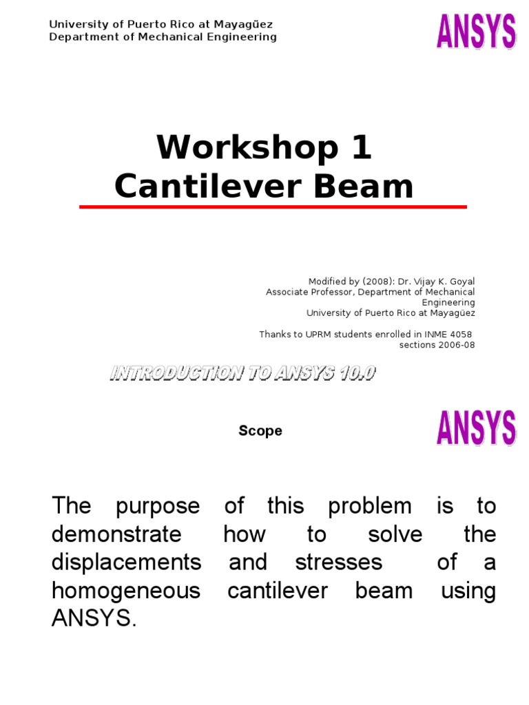 ANSYS Cantilever Beam Analysis Guide | PDF | Finite Element Method ...