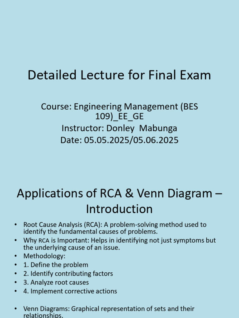 Engineering Management Exam Study Guide | PDF