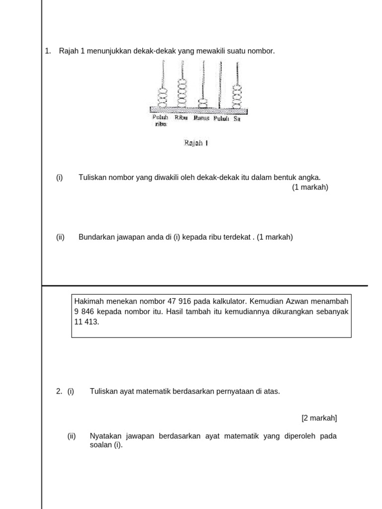 Ujian Ogos Matematik Tahun 4 k2 | PDF