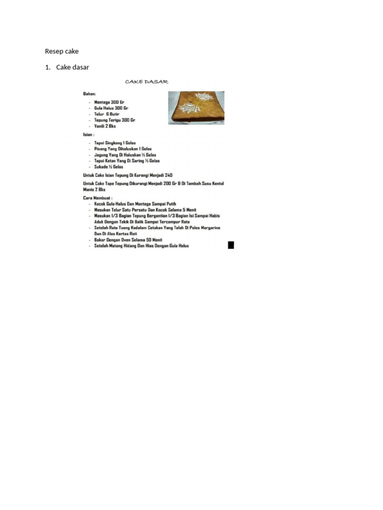Resep Cake | PDF