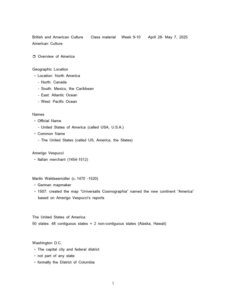 American Culture Overview and Values | PDF | The United States | United ...