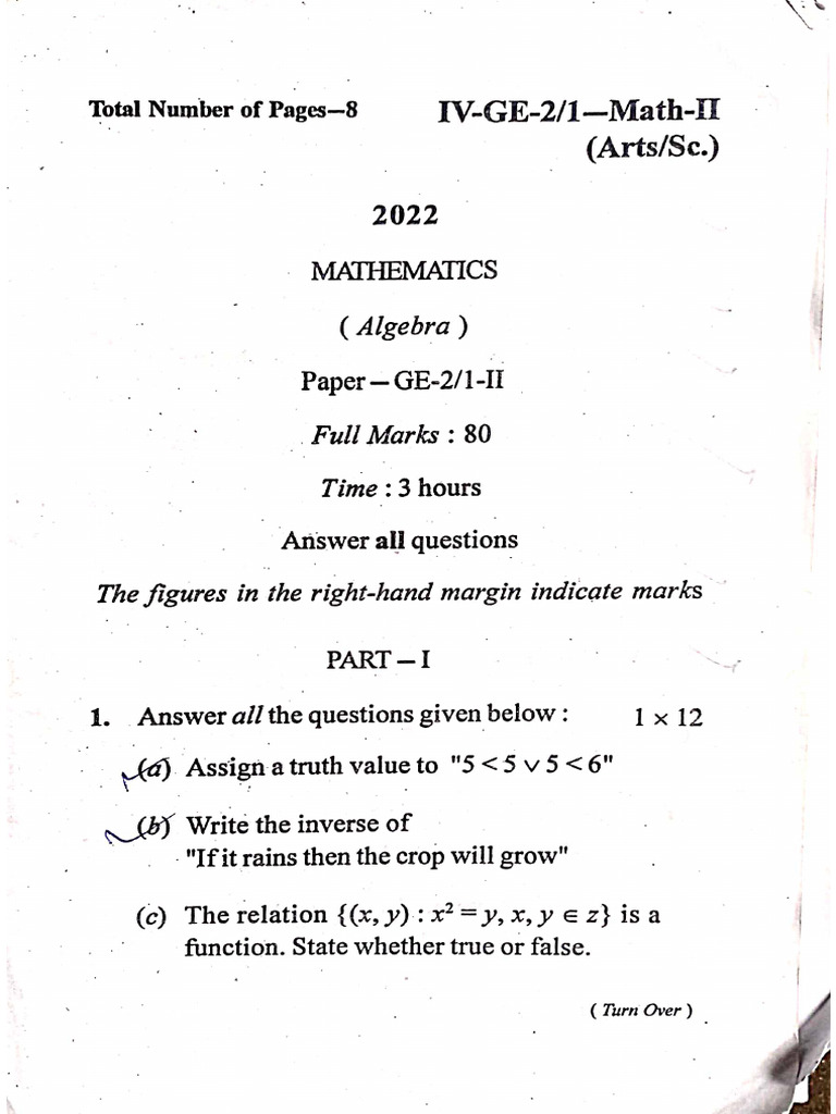 IV - GE - 2 Math (2022) | PDF