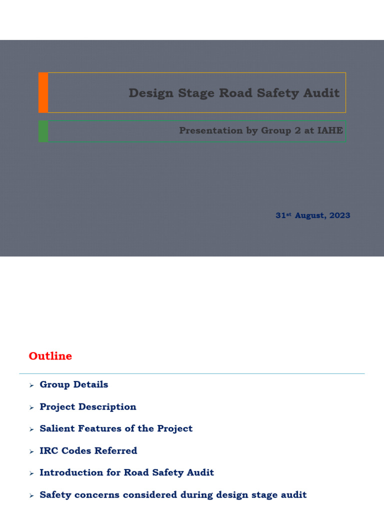 Design Stage Road Safety Audit Findings | PDF | Road | Road Traffic Safety