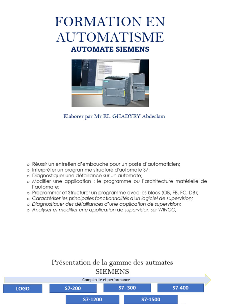 Formation Automatisme Automate Siemens | PDF | Programme informatique ...