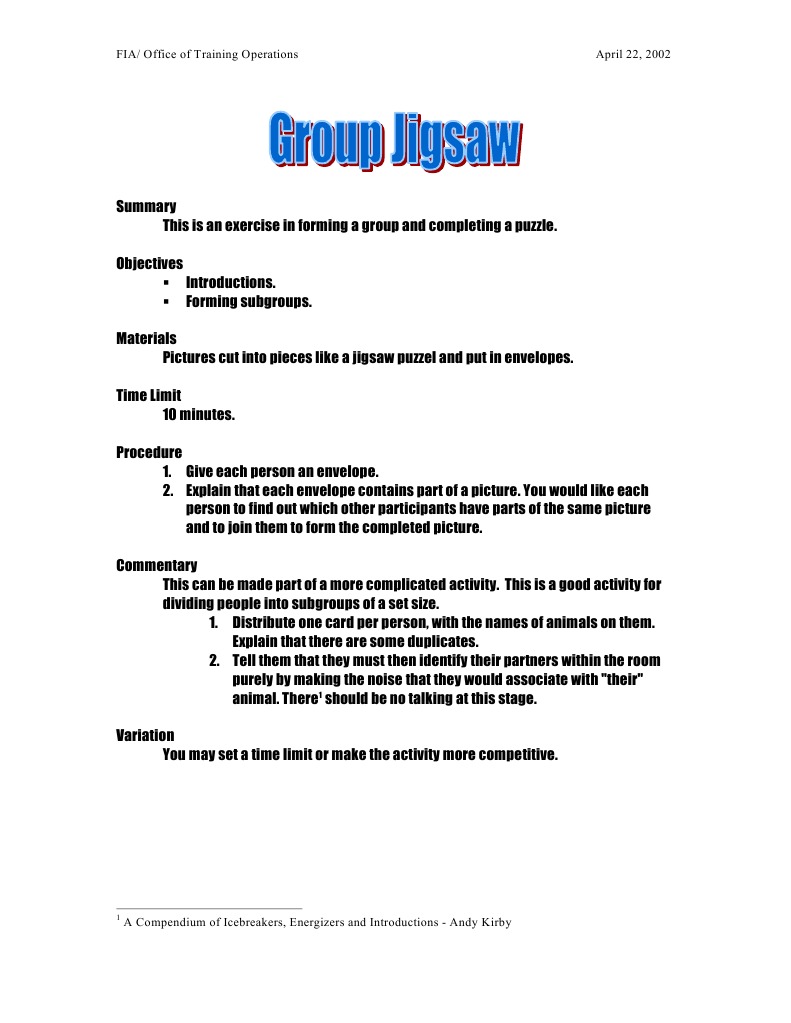 Group Jigsaw | PDF