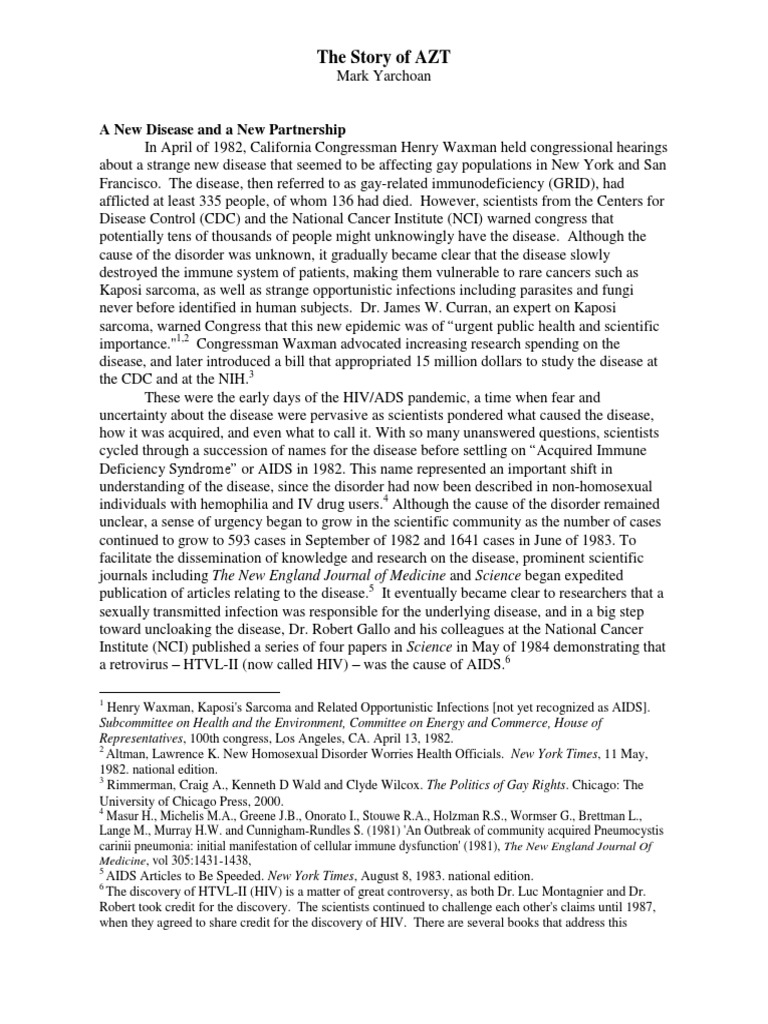 AIDS Research and AZT Development | PDF | Hiv/Aids | Glaxo Smith Kline