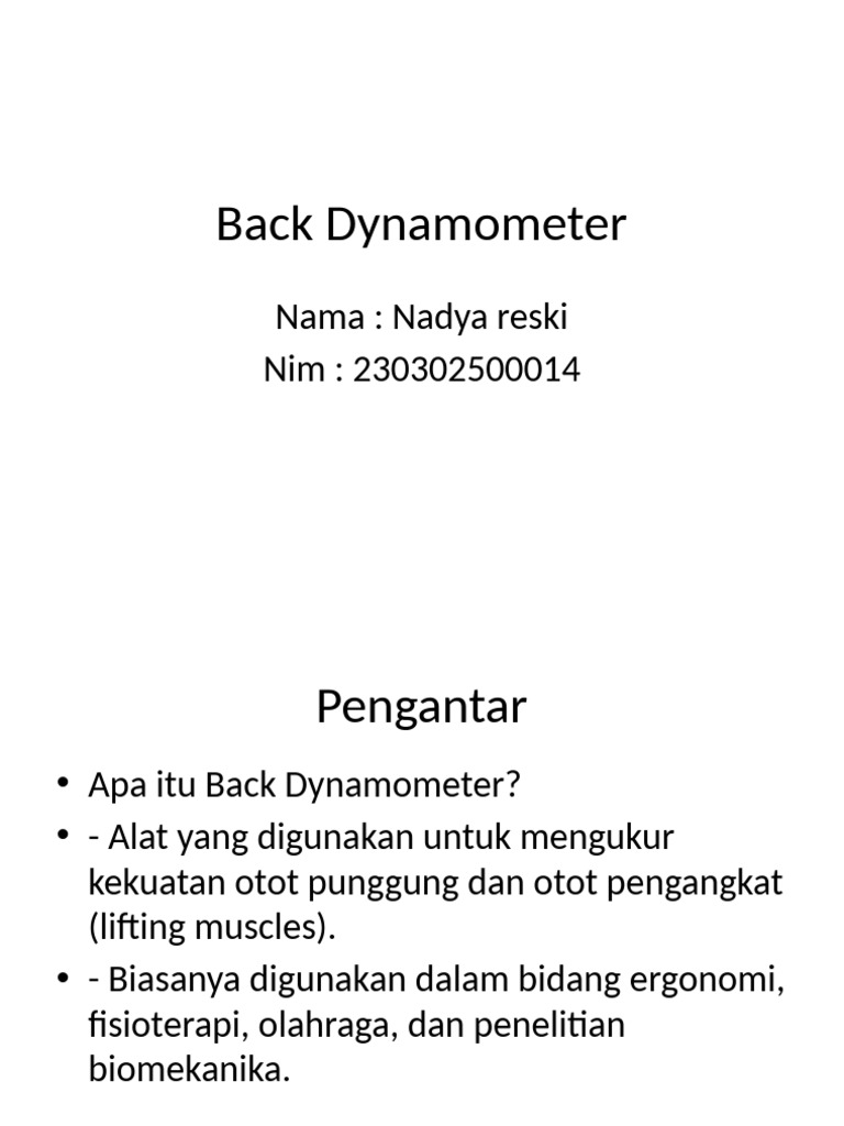 Back Dynamometer Presentation | PDF