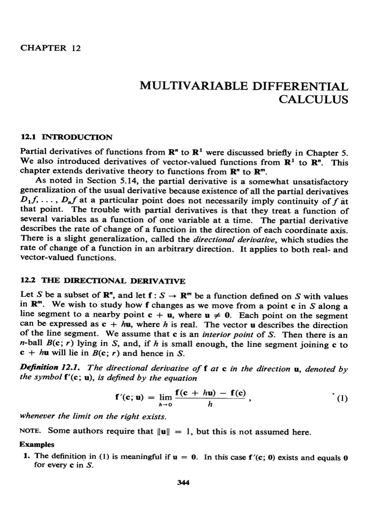 Multivariable Differential Calculus Concepts | PDF | Derivative ...