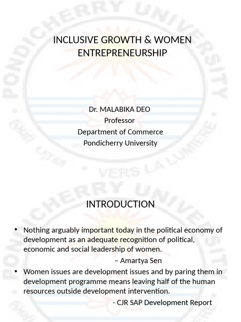 Women Entrepreneurship for Inclusive Growth | PDF | Entrepreneurship ...