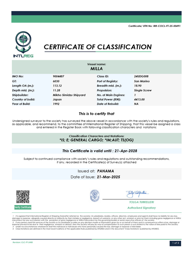 Certificate of Classification for MILLA | PDF | Private Law | Common Law