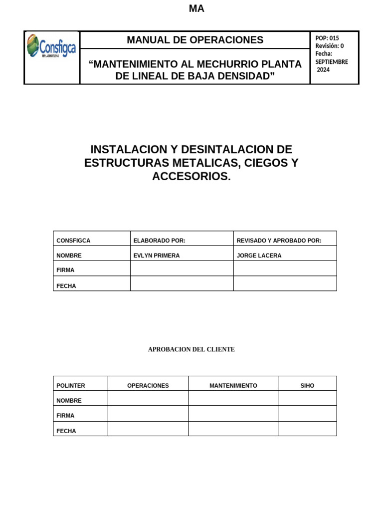 Mantenimiento Mechurrio: Manual de Operaciones | PDF | Soldadura ...