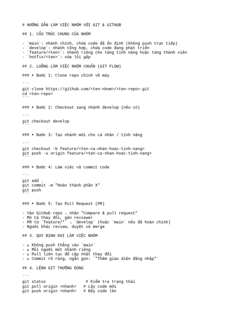 Huong Dan Team Git | PDF