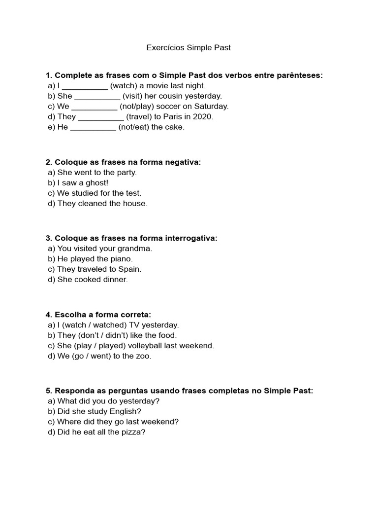 Simple Past Exercises for Practice | PDF