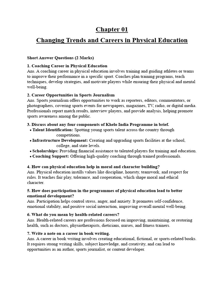 Chapeter 01 Changing Trends and Careers in Physical Education | PDF ...
