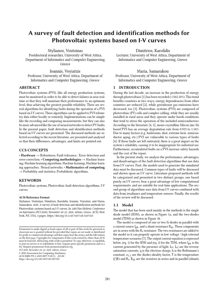 Fault Detection in PV Systems via I-V Curves | PDF | Photovoltaics ...