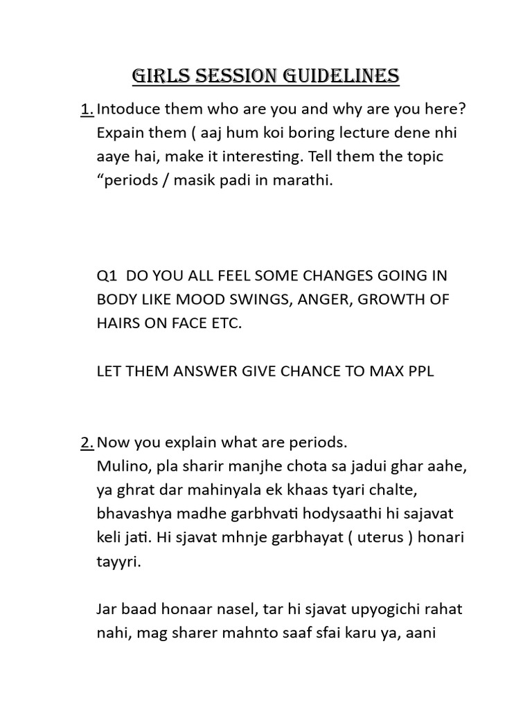 Girls Session Guidelines | PDF
