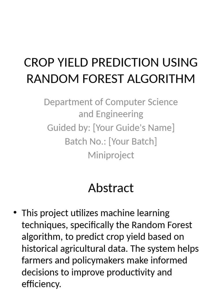 Crop Yield Prediction | PDF | Machine Learning | Prediction