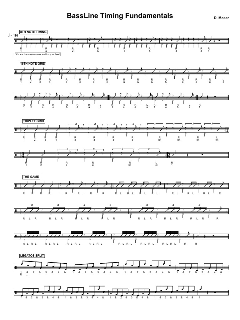BassLine Timing Fundamentals | PDF | Music Theory | Musical Instruments
