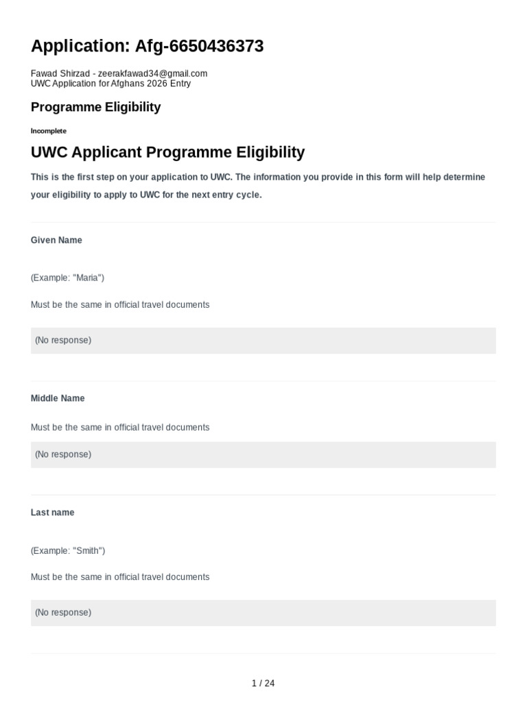 UWC Afghanistan Application 2026 | PDF