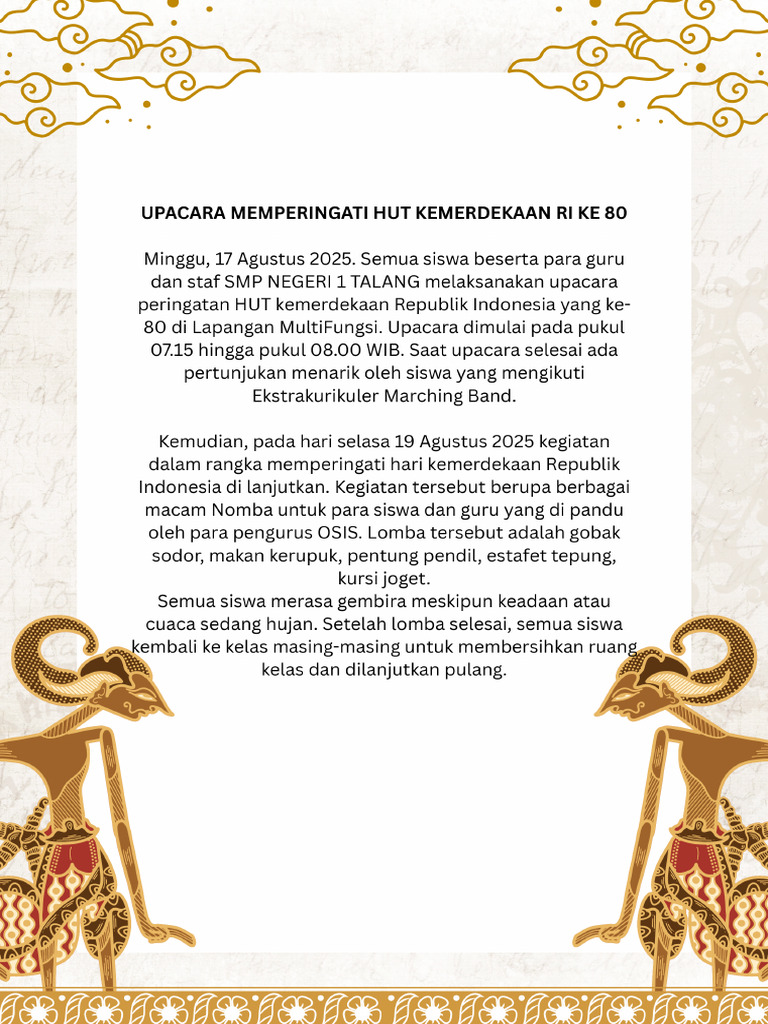 Gold and Brown Traditional Wayang Blank Page Border A4 Document | PDF