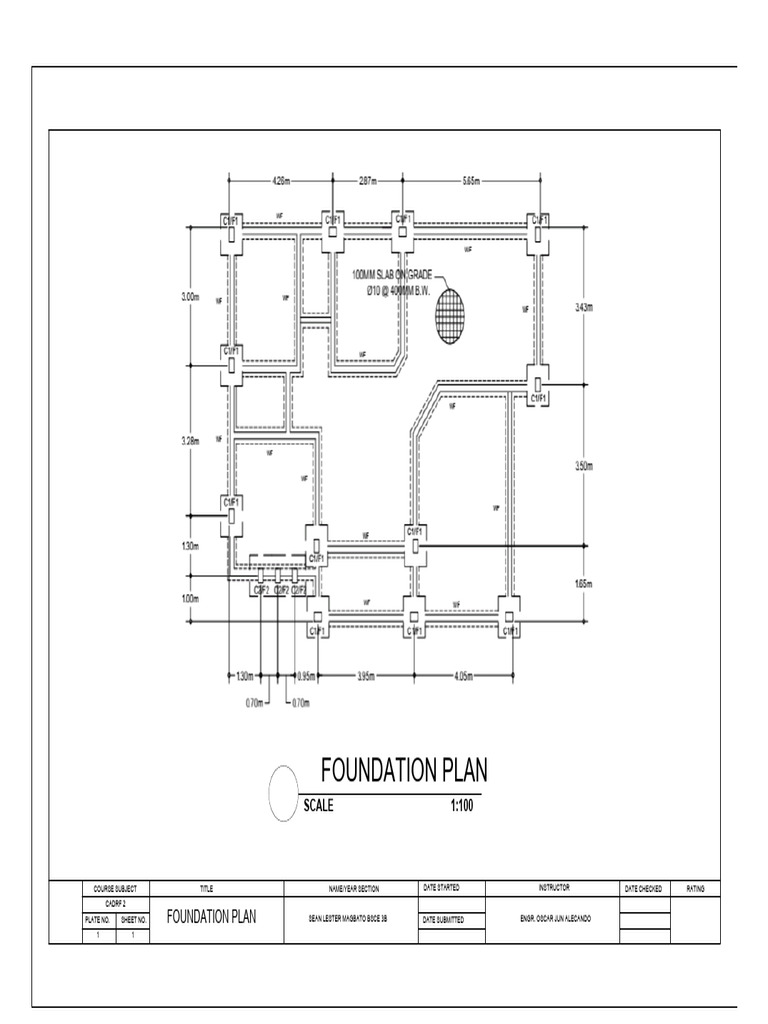 Foundation Plan CAD Drawing 1:100 | PDF
