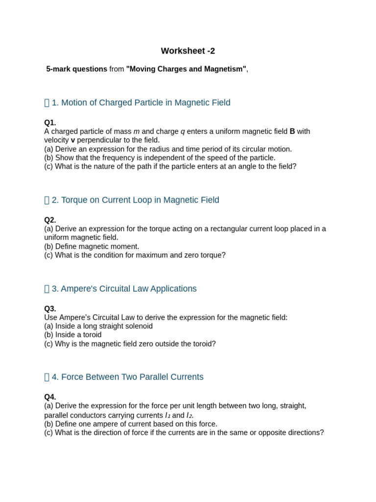 5-Mark Questions on Magnetism Concepts | PDF