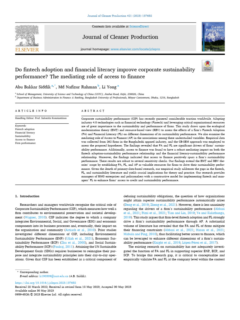 Fintech and Financial Literacy in CSP | PDF | Sustainability | Innovation