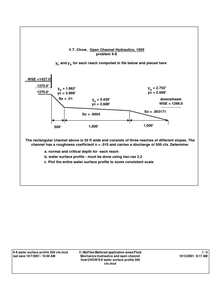 Water Surface Profile Analysis 500 cfs | PDF | Chemical Engineering ...