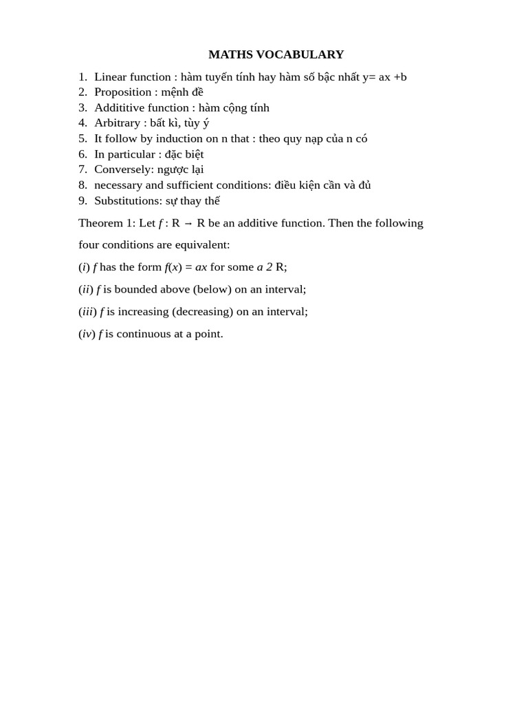 Maths Vocabulary | PDF