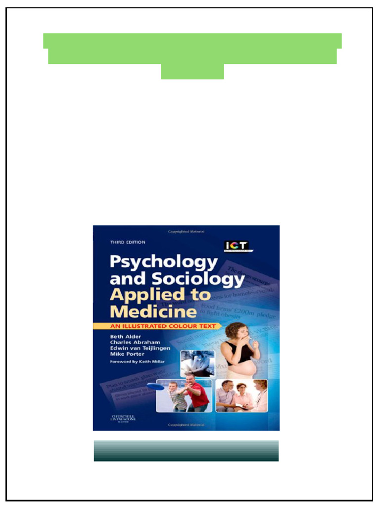 Psychology and Sociology Applied To Medicine An Illustrated Colour Text 3rd Edition Beth Alder ...