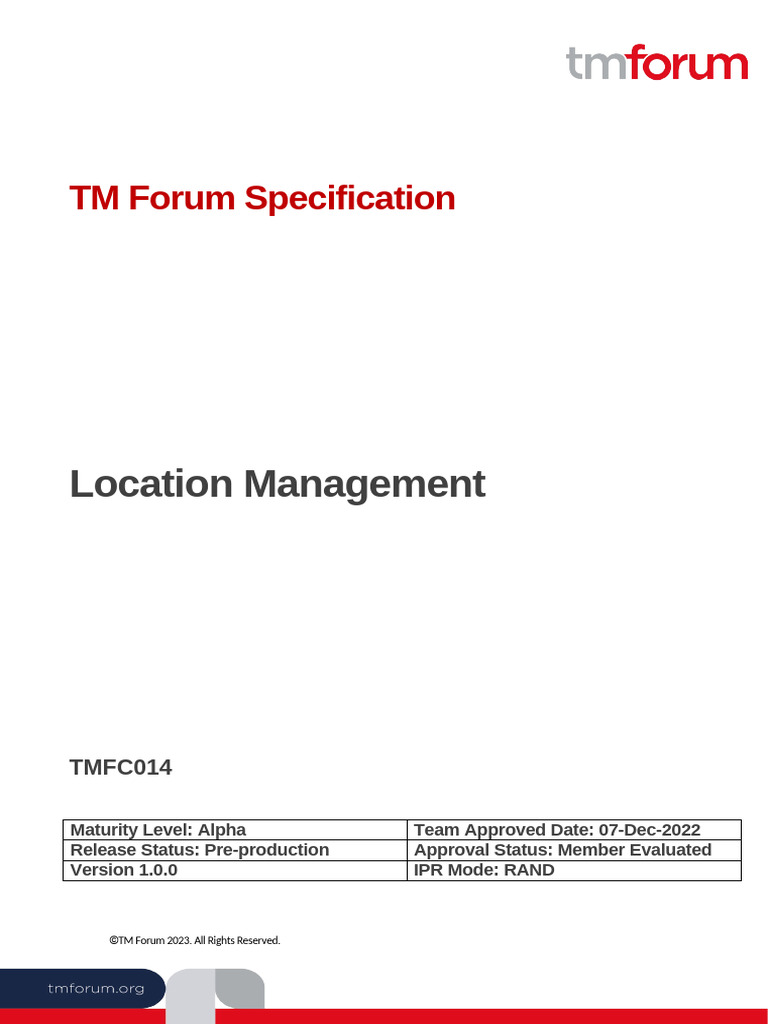 TM Forum Location Management Spec | PDF | Copyright | Derivative Work