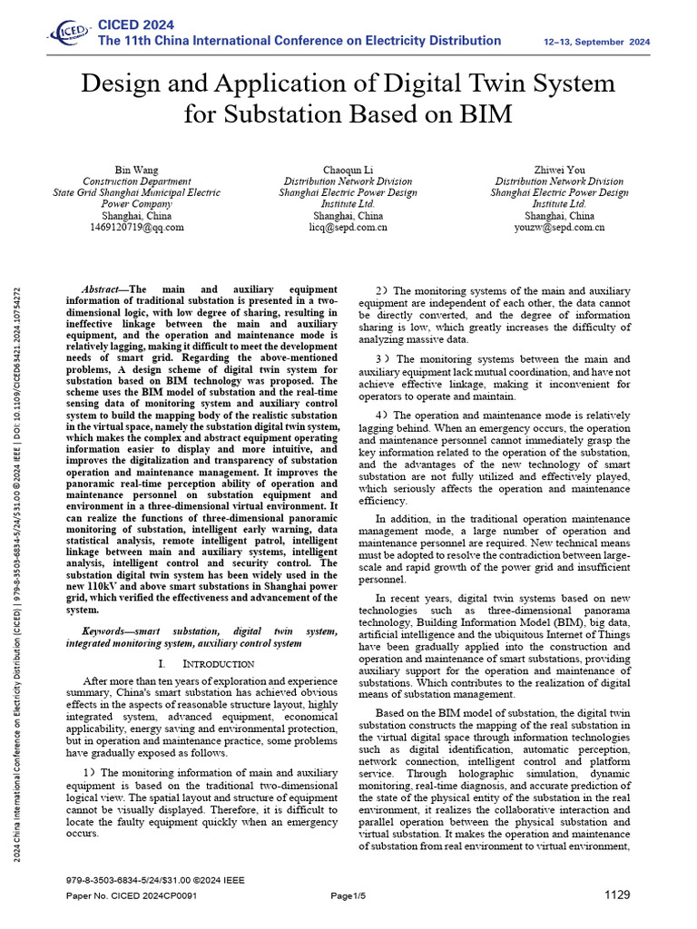 Digital Twin Systems for Smart Substations | PDF | System | Building ...