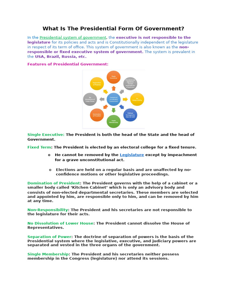 Understanding Presidential Government System | PDF | Presidents Of The ...