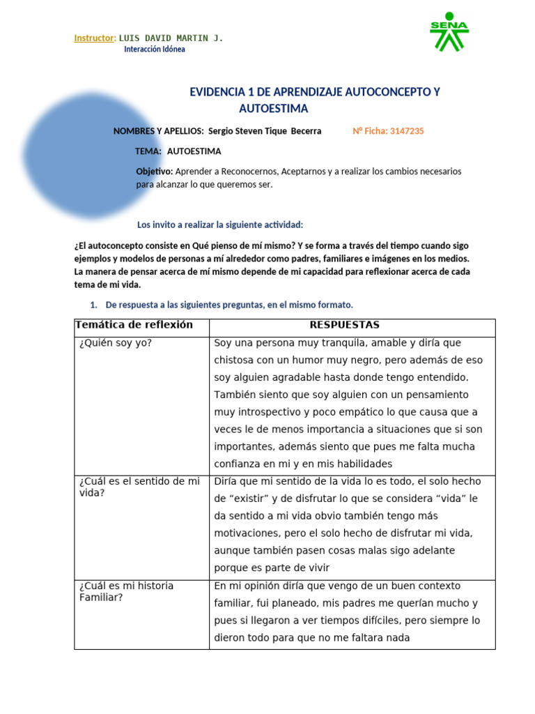 Reflexiones sobre Autoestima y Autoconcepto | PDF | Autoestima ...