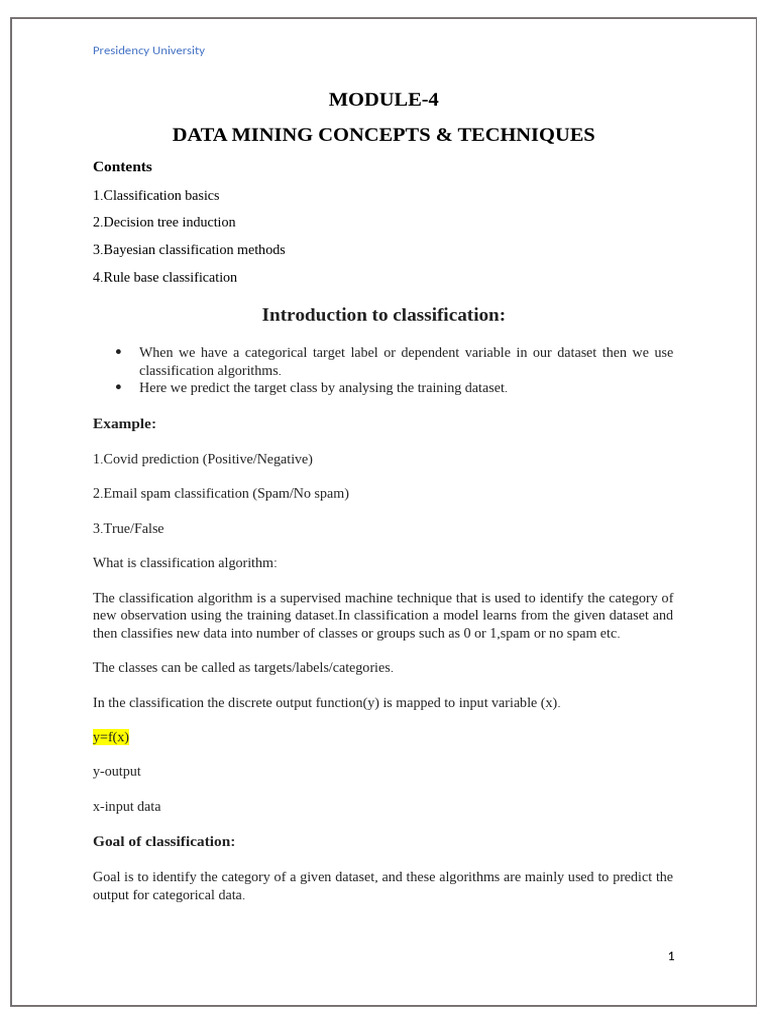 Data Mining: Classification Techniques | PDF | Statistical ...