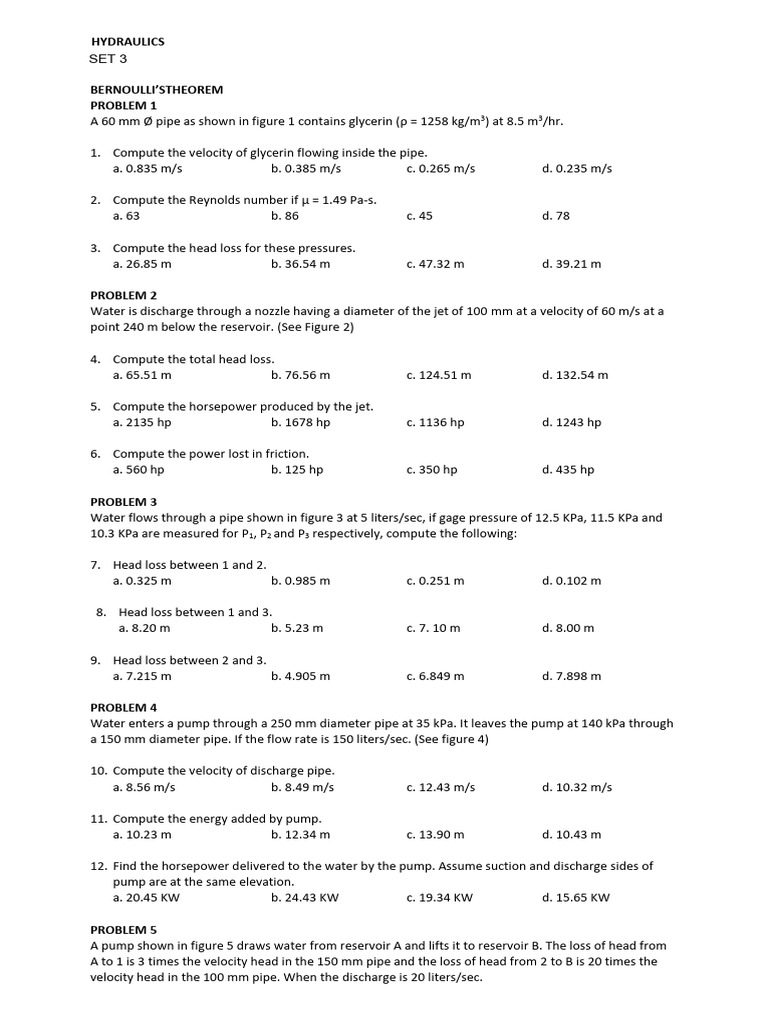 Hydraulics Problems and Solutions Guide | PDF | Continuum Mechanics ...