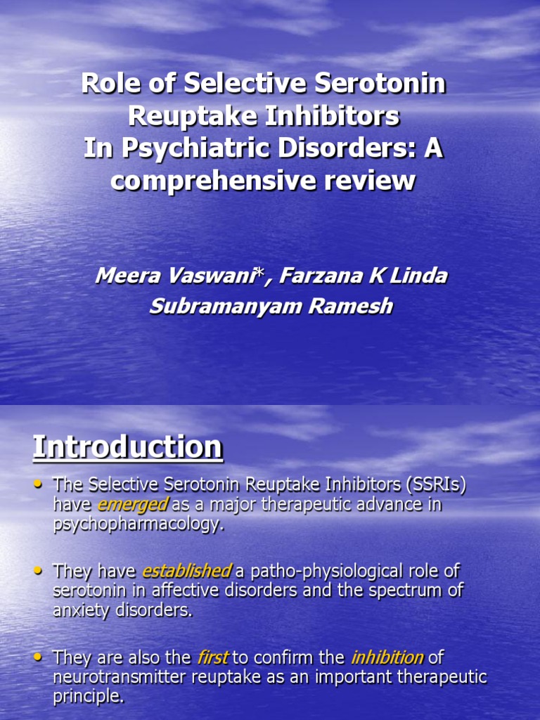 SSRIs: Mechanism and Psychiatric Use | PDF | Selective Serotonin ...
