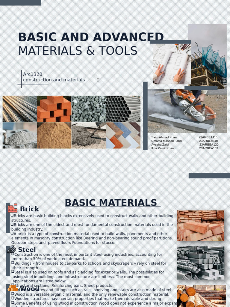 Essential Construction Materials & Tools | PDF | Cement | Building ...