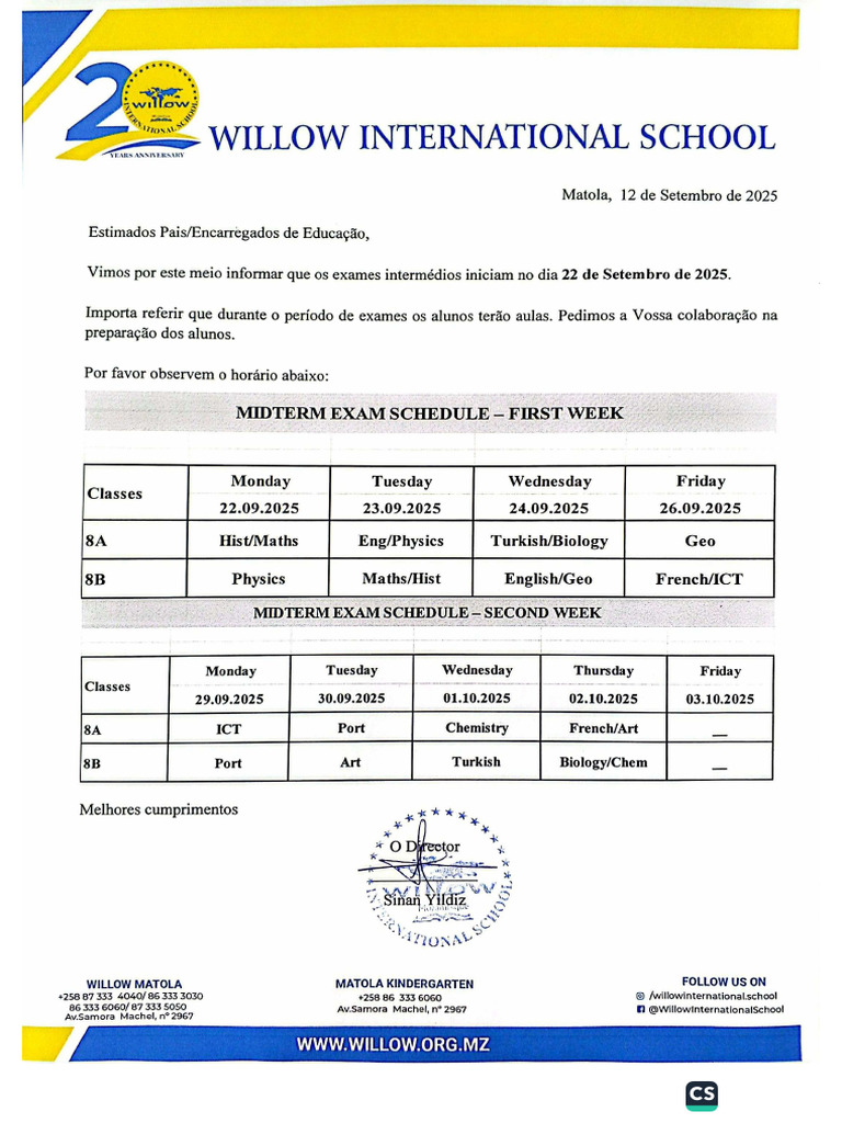 8A & 8B Midterm Exam Schedule - 1 | PDF